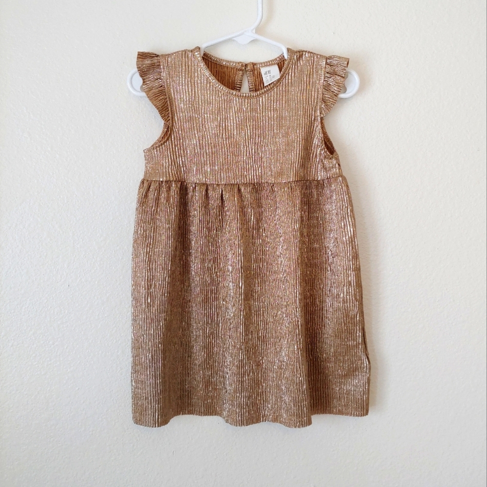 H&M Shimmering Gold Party Dress. NWOT. 12-18 months.